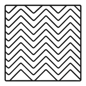 Einfaches Ausmalbild mit sich wiederholenden Chevron-Zickzack-Linien, die ein geometrisches Muster innerhalb eines quadratischen Rahmens bilden